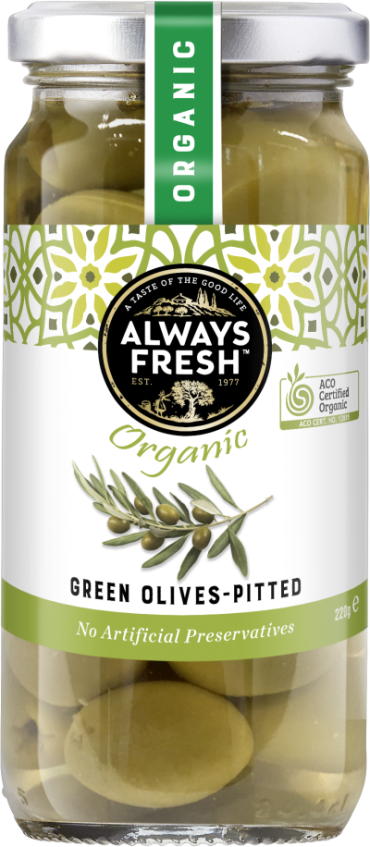 Organic Green Olives - Pitted