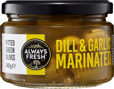 Pitted Green Olives with Dill & Garlic